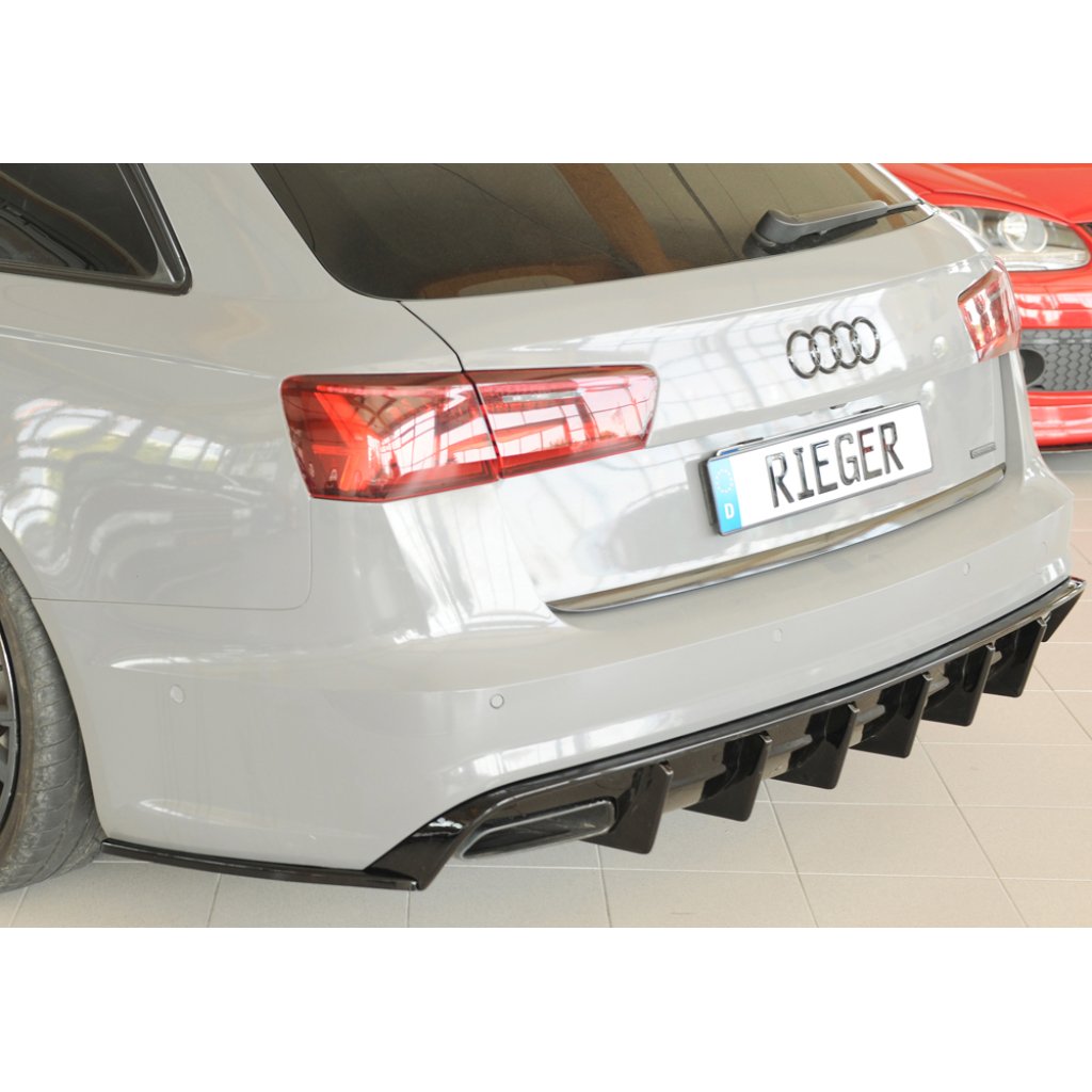 Rieger spoiler pod zadní nárazník na levé straně pro Audi A6 4G, C7 sedan r.v. 09/14-, plast ABS lakovaný do černé lesklé barvy