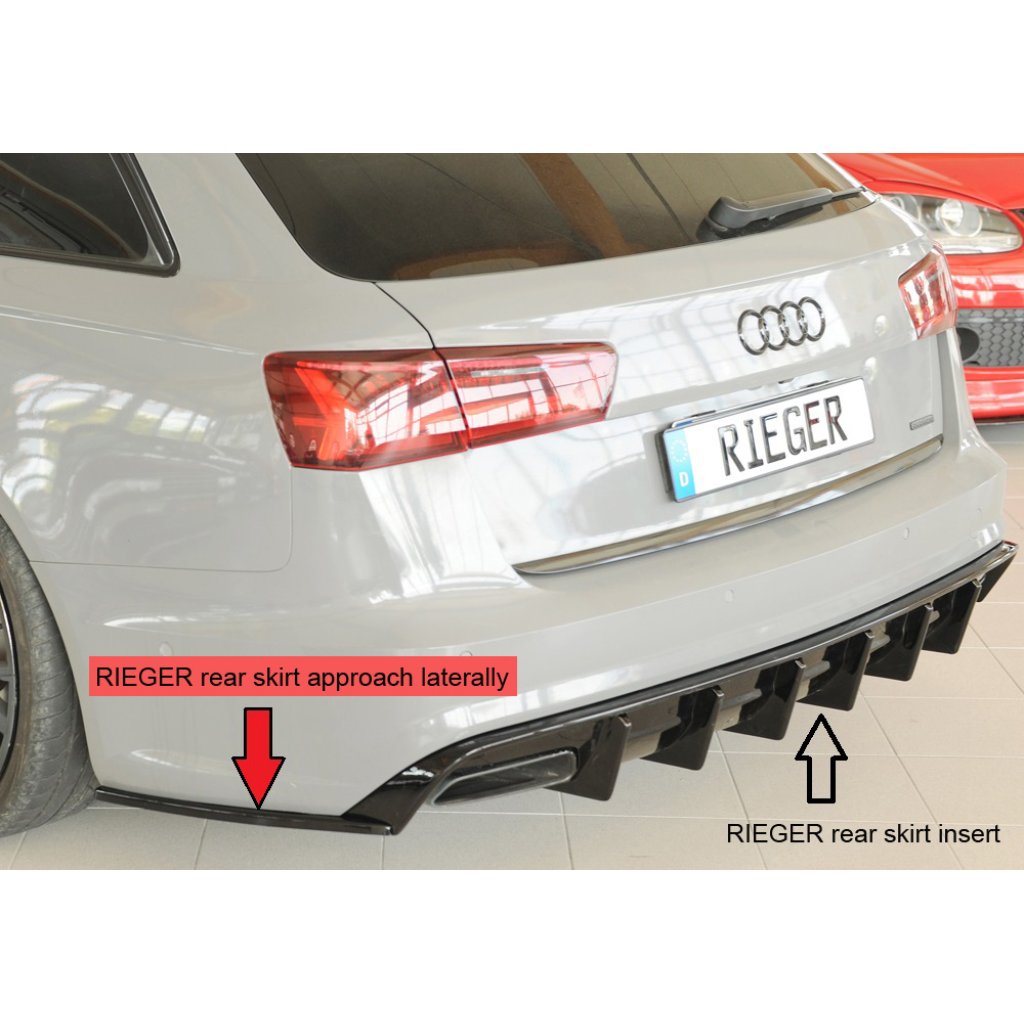 Rieger spoiler pod zadní nárazník na levé straně pro Audi A6 4G, C7 sedan r.v. 09/14-, plast ABS lakovaný do černé lesklé barvy
