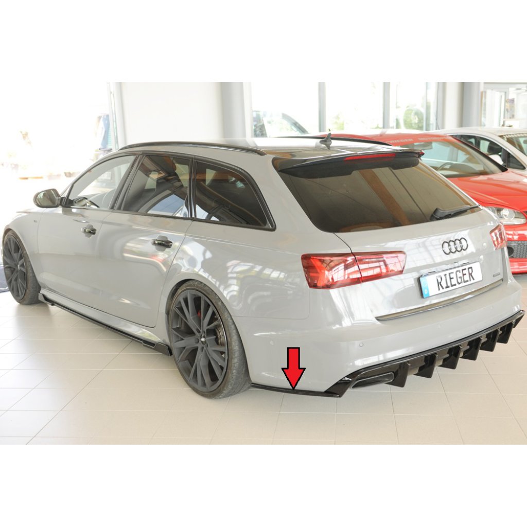 Rieger spoiler pod zadní nárazník na levé straně pro Audi A6 4G, C7 sedan r.v. 09/14-, plast ABS lakovaný do černé lesklé barvy