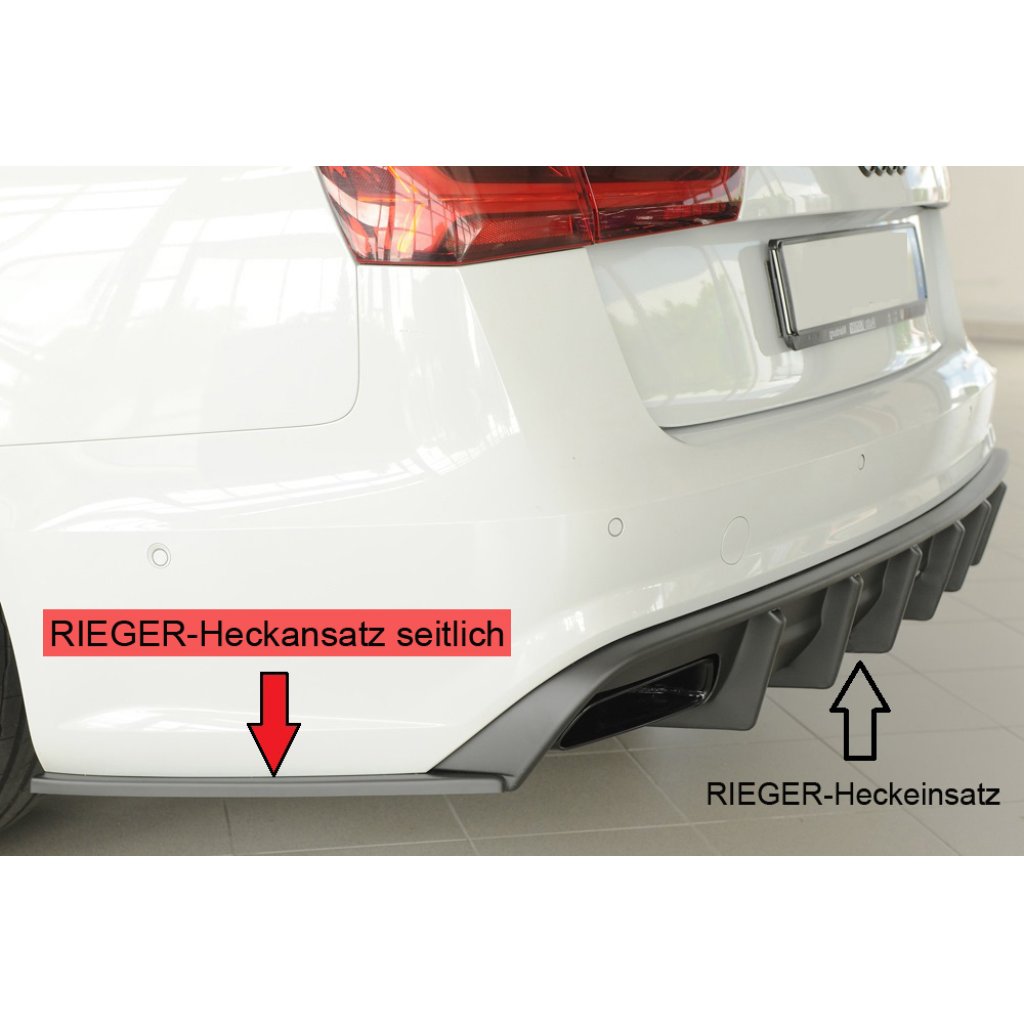 Rieger spoiler pod zadní nárazník na levé straně pro Audi A6 S6 4G, C7 sedan r.v. 09/14-, plast ABS bez povrchové úpravy