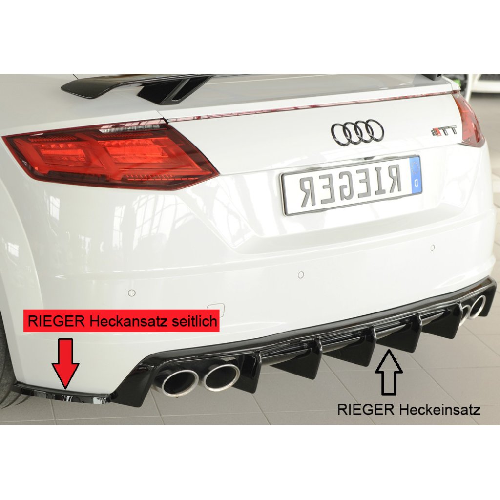 Rieger spoiler pod zadní nárazník na levé straně pro Audi TT 8J-FV, 8S roadster r.v. 09/18-, plast ABS lakovaný do černé lesklé barvy