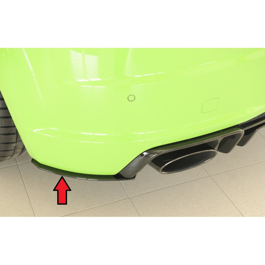Rieger spoiler pod zadní nárazník na levé straně pro Audi TT RS 8J, 8J1-FV, 8S kupé, roadster před faceliftem r.v. 05/16-08/18, plast ABS bez povrchové úpravy