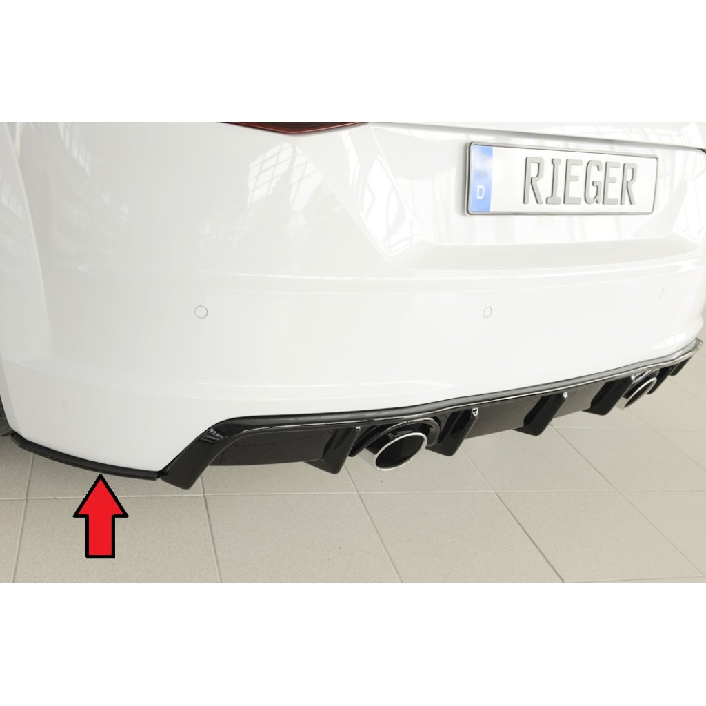 Rieger spoiler pod zadní nárazník na levé straně pro Audi TTS 8J-FV, 8S kupé, roadster před faceliftem r.v. 07/14-08/18, plast ABS bez povrchové úpravy