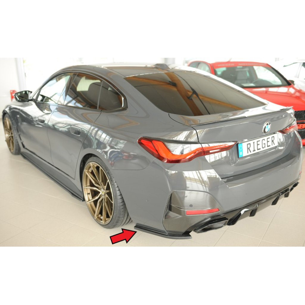 Rieger spoiler pod zadní nárazník na levé straně pro BMW i4 G26 G4C gran coupe (5-dvéř.) r.v. 11/21-, plast ABS bez povrchové úpravy