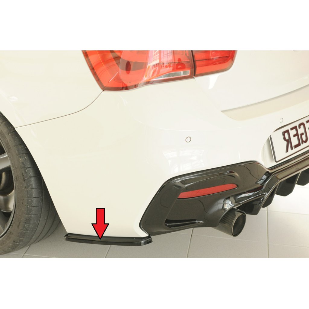 Rieger spoiler pod zadní nárazník na levé straně pro BMW řada 1 F21 sedan / 2-dvéř. r.v. 05/2015-, plast ABS lakovaný do černé lesklé barvy