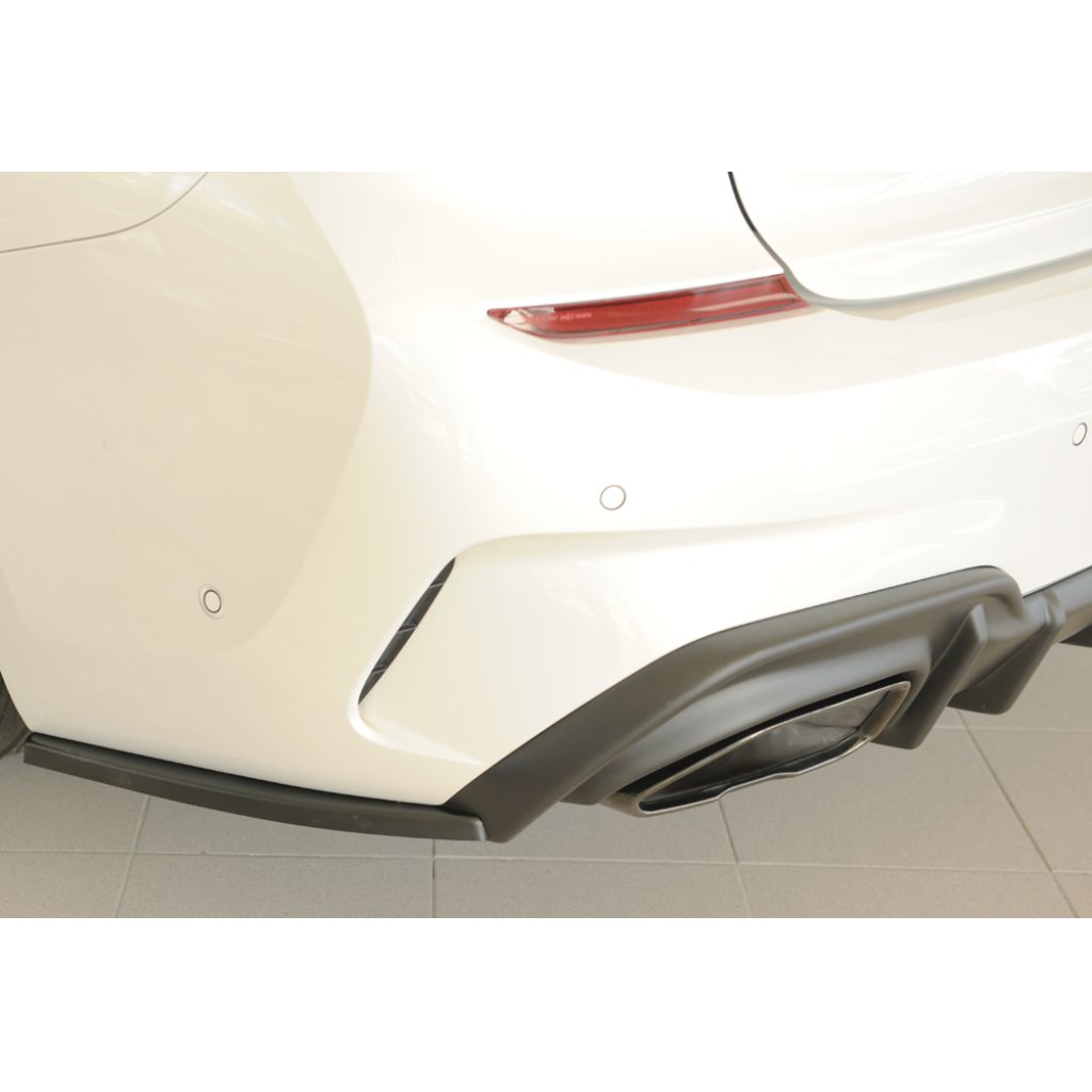Rieger spoiler pod zadní nárazník na levé straně pro BMW řada 3 G21 touring r.v. 03/19-06/22, plast ABS bez povrchové úpravy