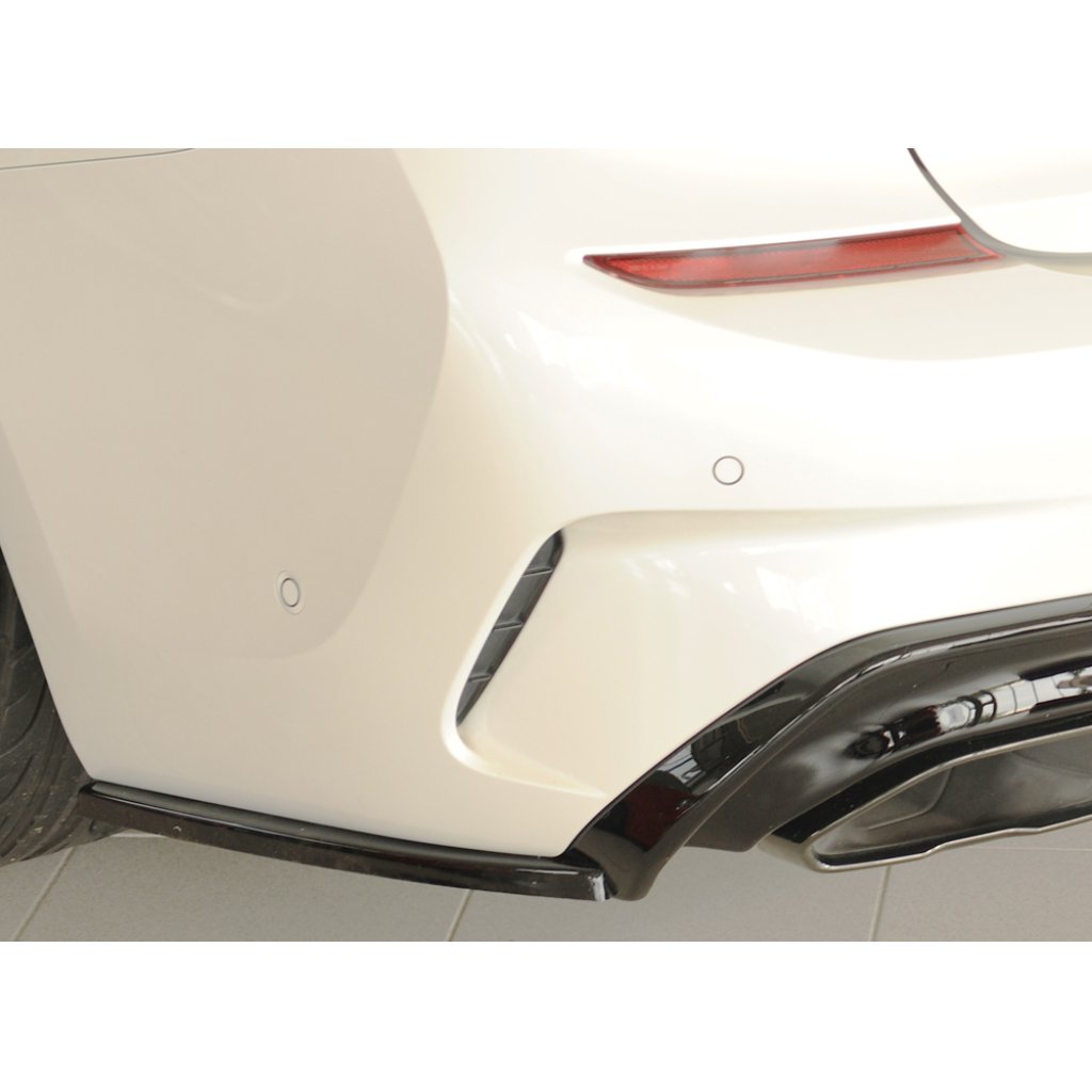 Rieger spoiler pod zadní nárazník na levé straně pro BMW řada 3 G21 touring r.v. 03/19-06/22, plast ABS lakovaný do černé lesklé barvy