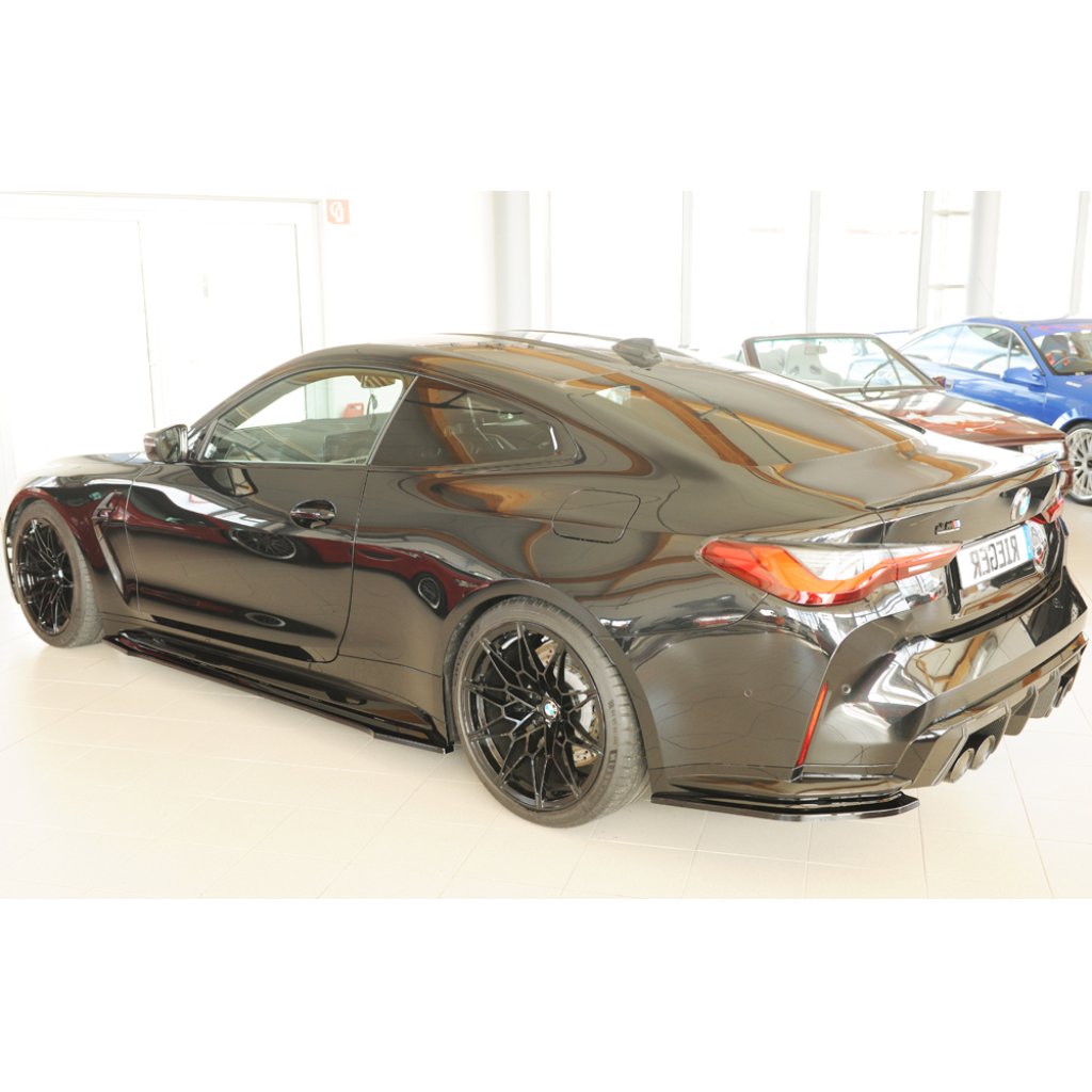 Rieger spoiler pod zadní nárazník na levé straně pro BMW Řada 4 G82 M4 CSL G34MKS kupé r.v. 07/22-, plast ABS lakovaný do černé lesklé barvy