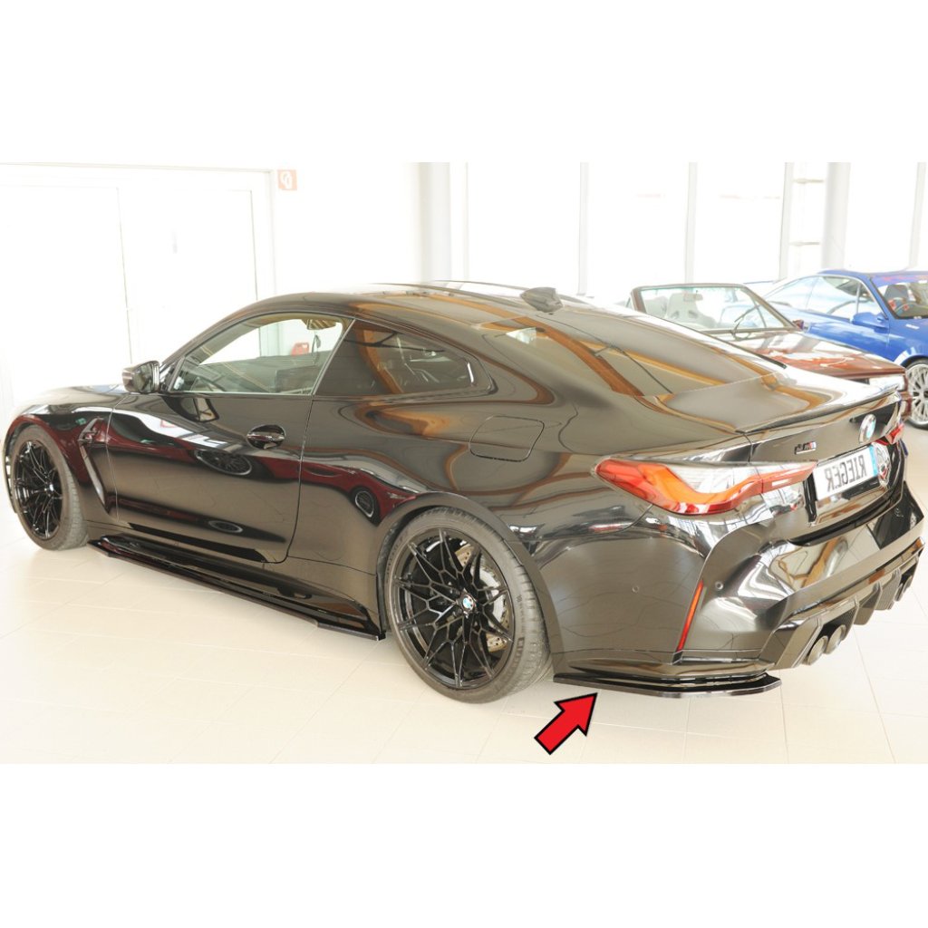 Rieger spoiler pod zadní nárazník na levé straně pro BMW Řada 4 G82 M4 CSL G34MKS kupé r.v. 07/22-, plast ABS lakovaný do černé lesklé barvy