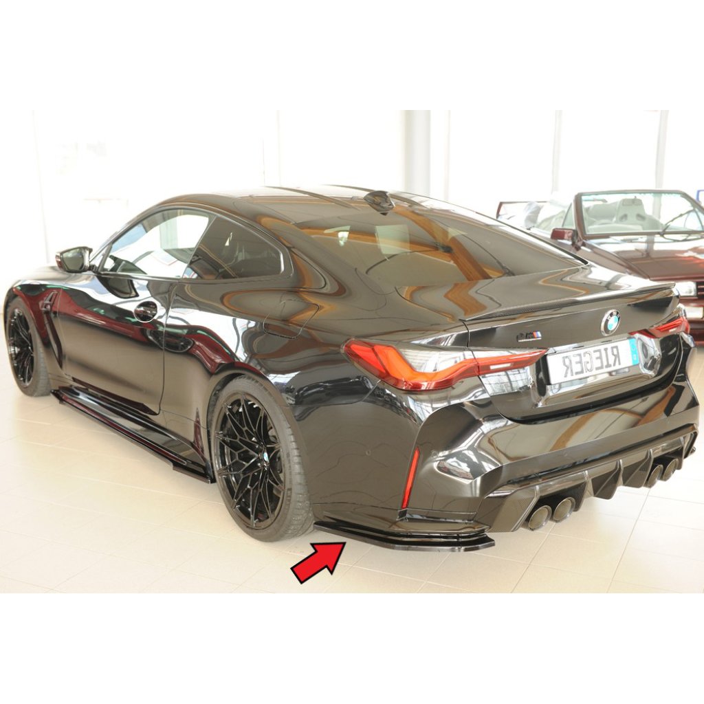 Rieger spoiler pod zadní nárazník na levé straně pro BMW řada 4 G83 M4 kabriolet r.v. 06/21-, plast ABS lakovaný do černé lesklé barvy