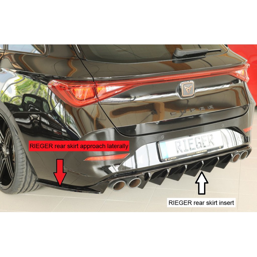 Rieger spoiler pod zadní nárazník na levé straně pro Cupra Leon KL 5-dvéř. (ST/sportstourer) r.v. 09/20-, plast ABS lakovaný do černé lesklé barvy