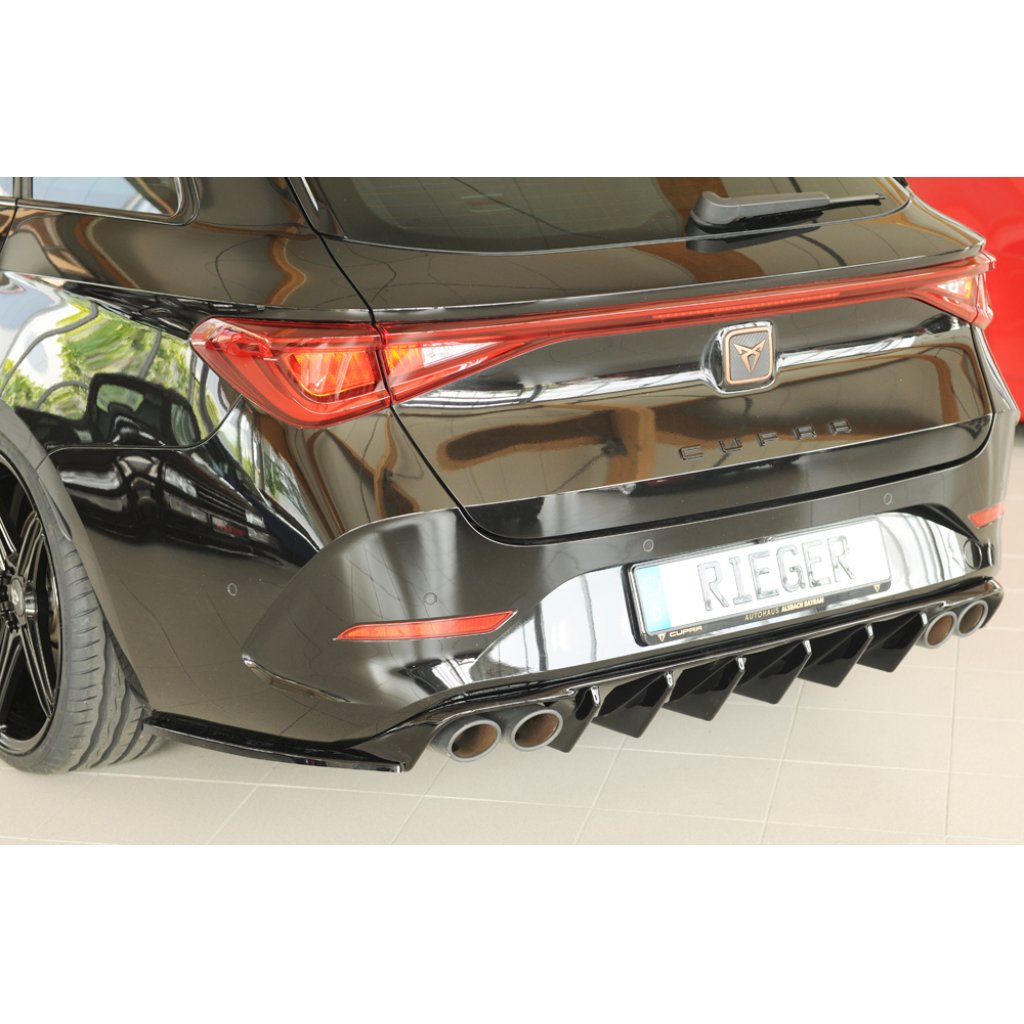 Rieger spoiler pod zadní nárazník na levé straně pro Cupra Leon KL 5-dvéř. (ST/sportstourer) r.v. 09/20-, plast ABS lakovaný do černé lesklé barvy