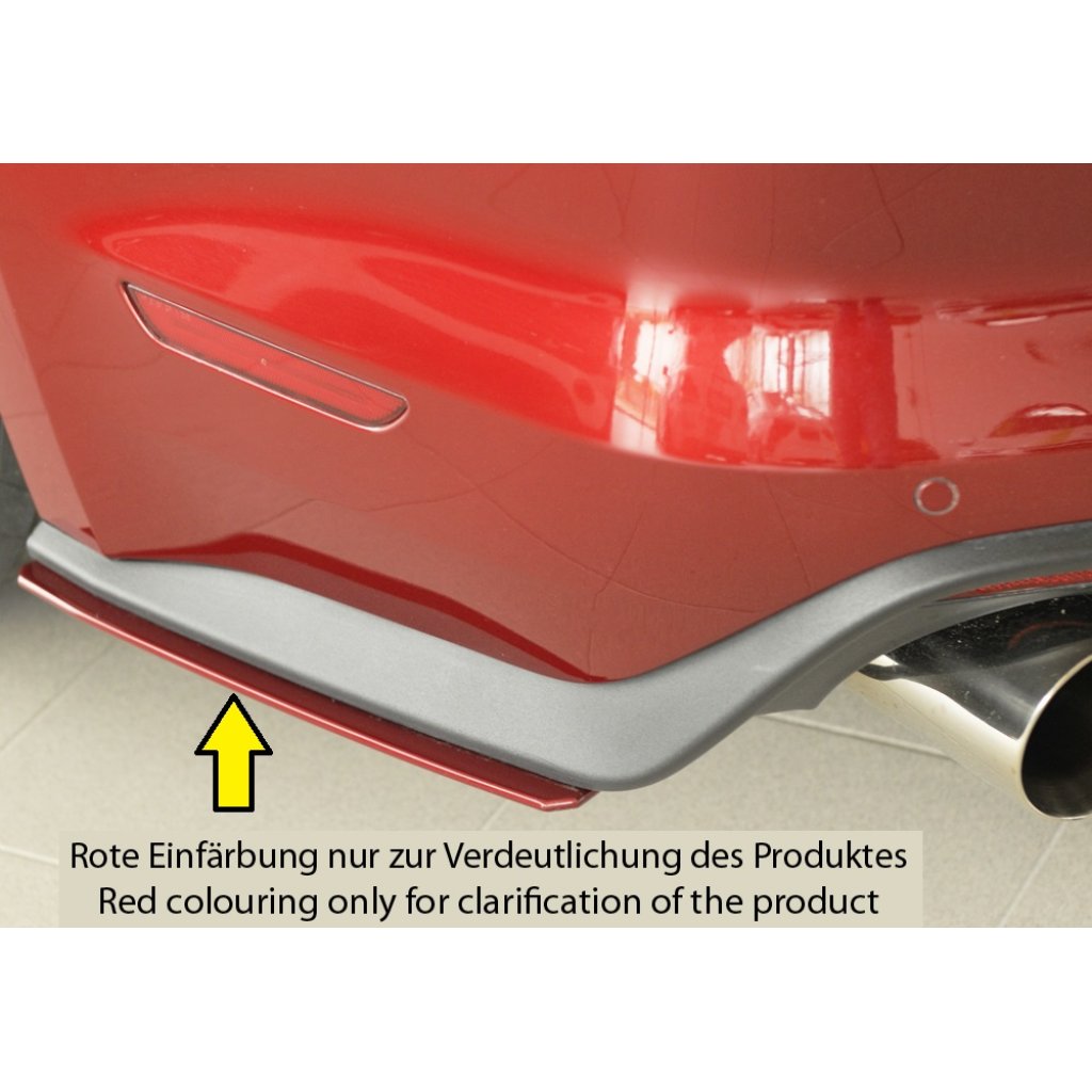 Rieger spoiler pod zadní nárazník na levé straně pro Ford Mustang 6 LAE kabriolet, kupé před faceliftem r.v. 11/14-07/17, plast ABS bez povrchové úpravy