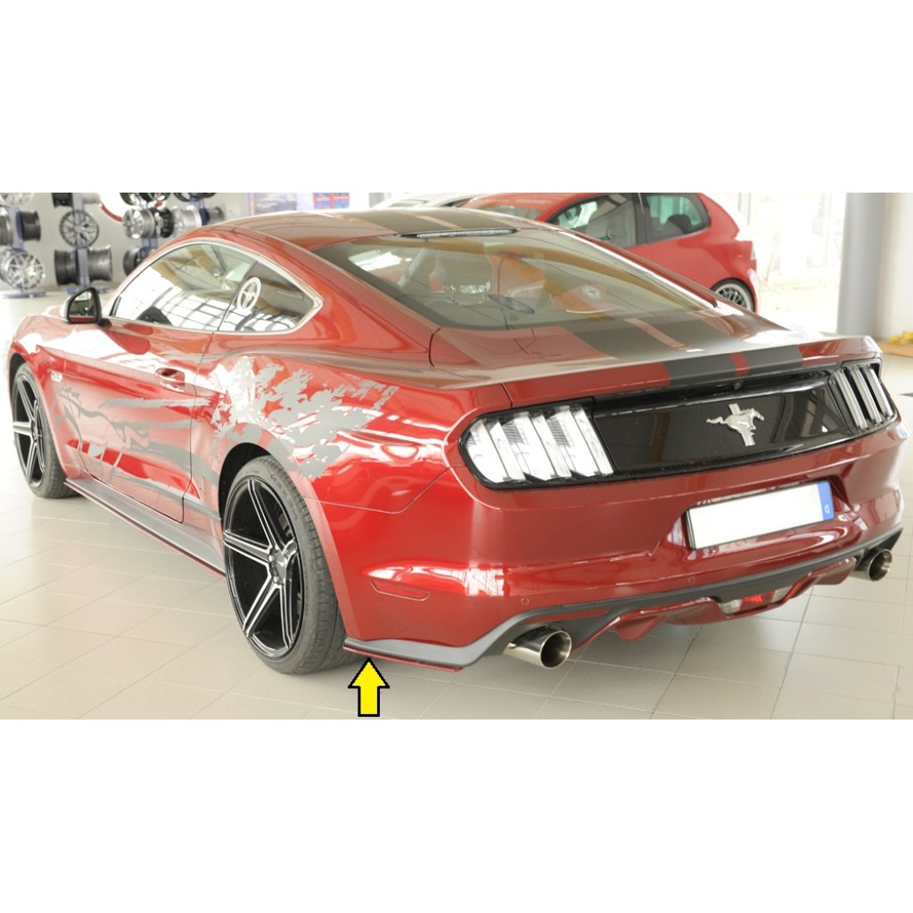 Rieger spoiler pod zadní nárazník na levé straně pro Ford Mustang 6 LAE kabriolet, kupé před faceliftem r.v. 11/14-07/17, plast ABS bez povrchové úpravy