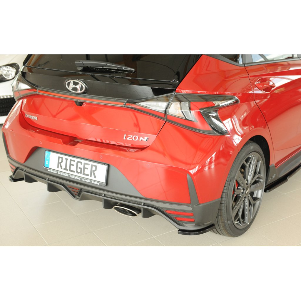 Rieger spoiler pod zadní nárazník na levé straně pro Hyundai i20 N BC3 5-dvéř. (hatchback) r.v. 04/21-, plast ABS lakovaný do černé lesklé barvy