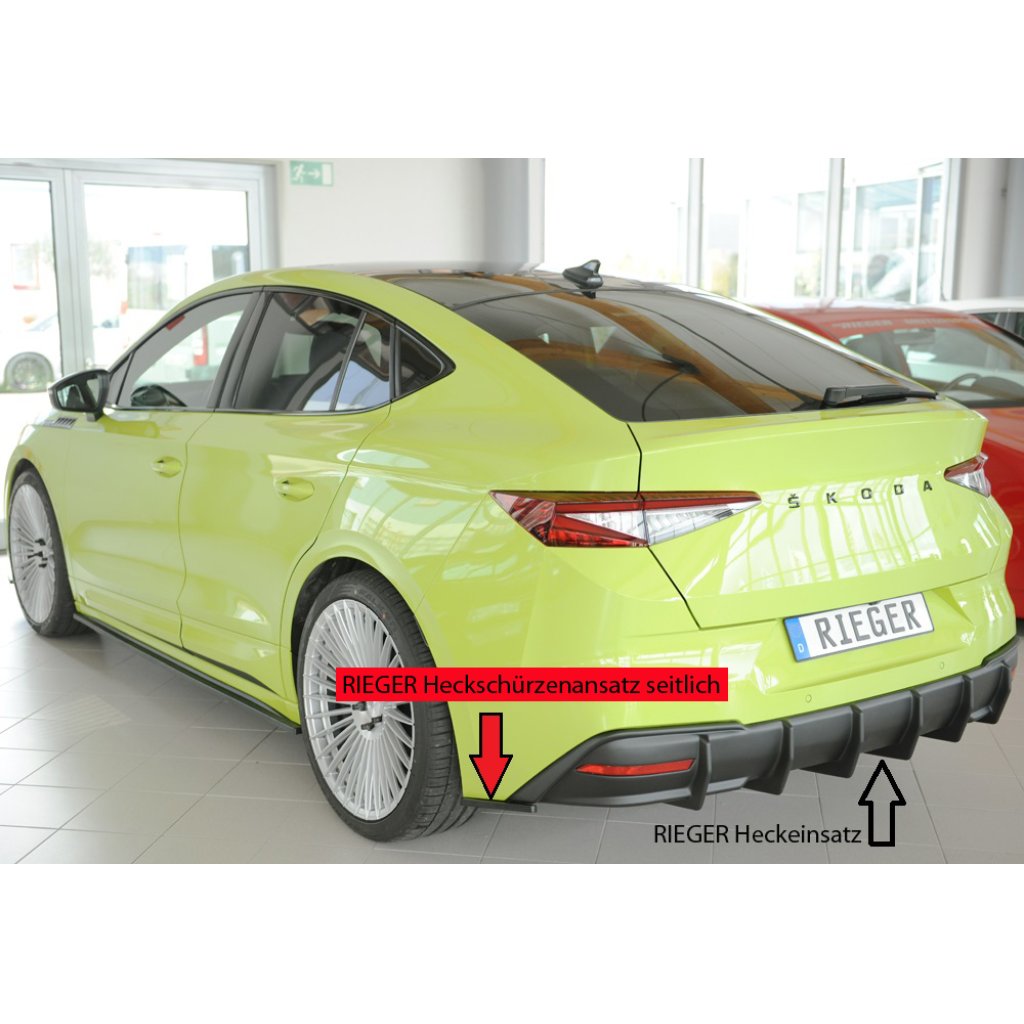 Rieger spoiler pod zadní nárazník na levé straně pro Škoda Enyaq iV RS SUV (5AZ) r.v. 07/21-, plast ABS bez povrchové úpravy