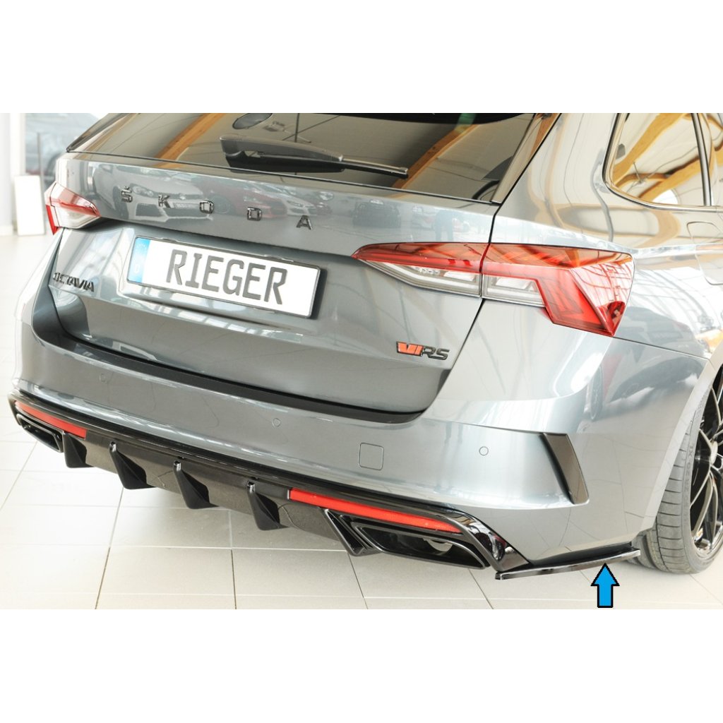 Rieger spoiler pod zadní nárazník na levé straně pro Škoda Octavia RS NX combi r.v. 07/20-, plast ABS lakovaný do černé lesklé barvy