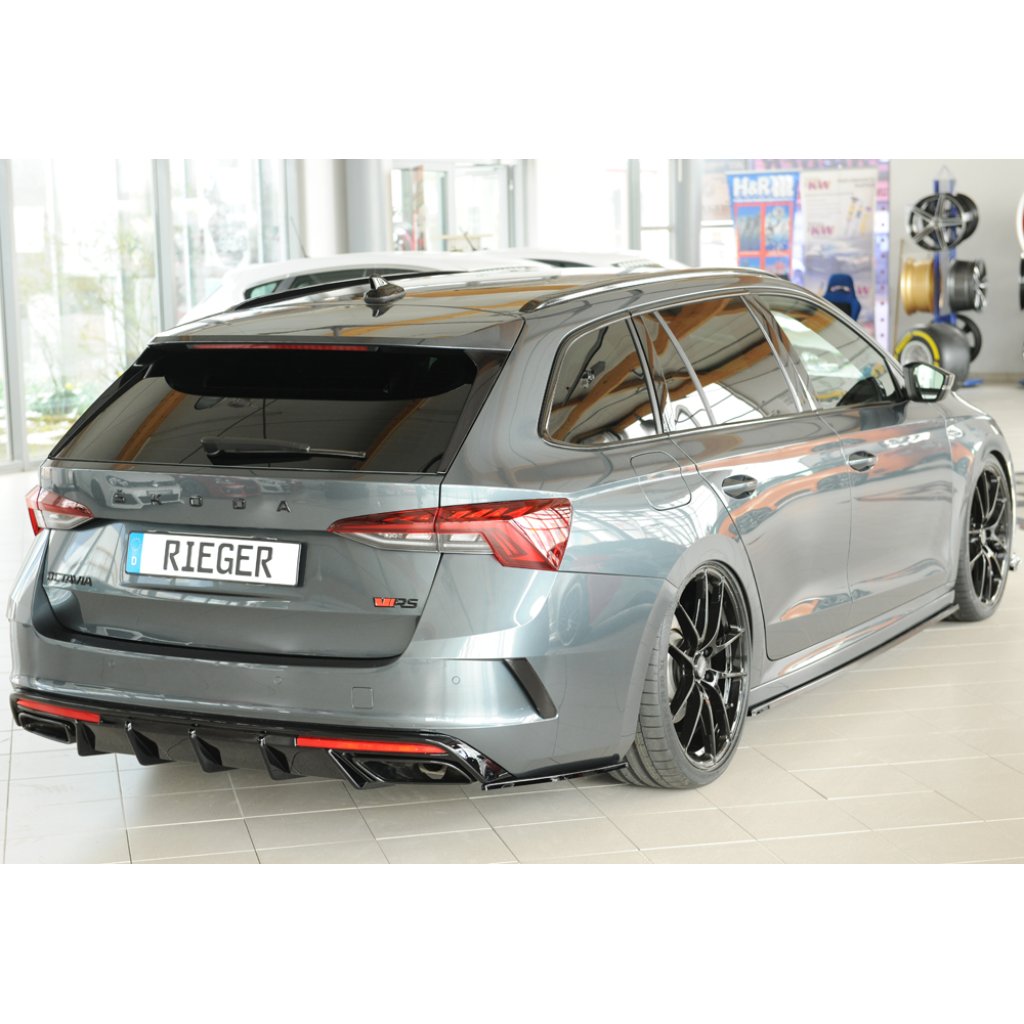 Rieger spoiler pod zadní nárazník na levé straně pro Škoda Octavia RS NX combi r.v. 07/20-, plast ABS lakovaný do černé lesklé barvy