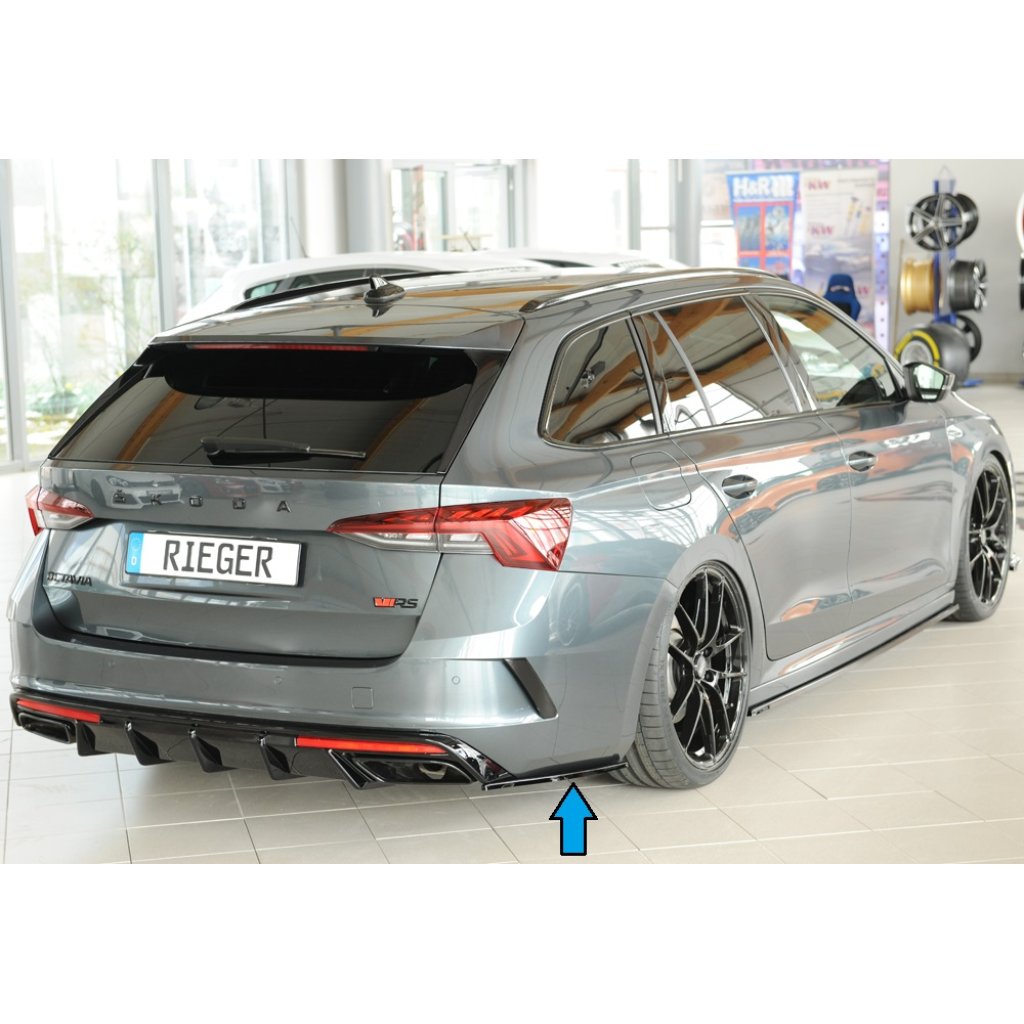 Rieger spoiler pod zadní nárazník na levé straně pro Škoda Octavia RS NX combi r.v. 07/20-, plast ABS lakovaný do černé lesklé barvy
