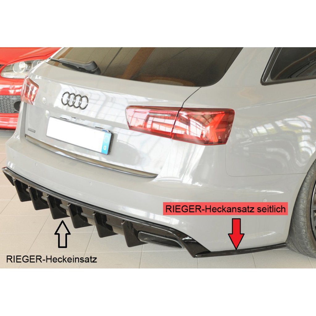 Rieger spoiler pod zadní nárazník na pravé straně pro Audi A6 4G, C7 sedan r.v. 09/14-, plast ABS lakovaný do černé lesklé barvy