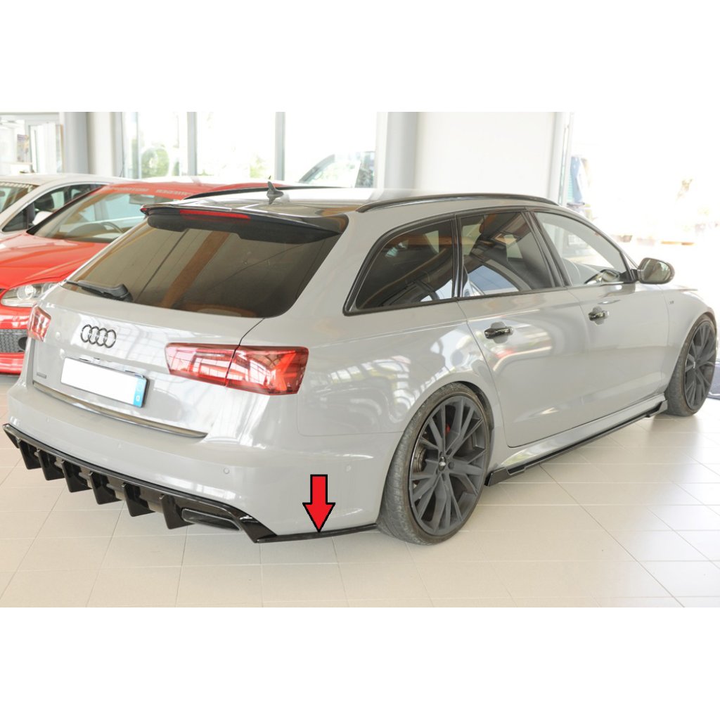 Rieger spoiler pod zadní nárazník na pravé straně pro Audi A6 4G, C7 sedan r.v. 09/14-, plast ABS lakovaný do černé lesklé barvy