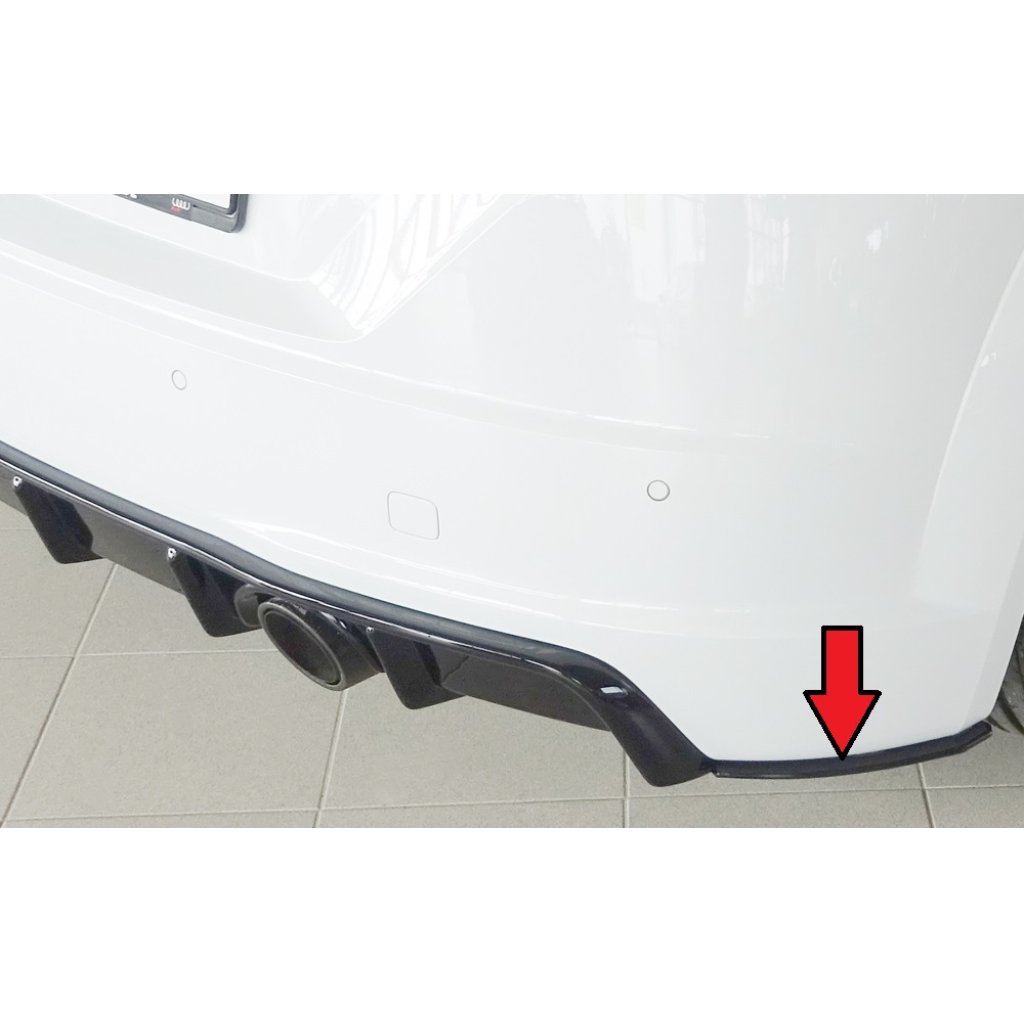 Rieger spoiler pod zadní nárazník na pravé straně pro Audi TT 8J-FV, 8S kupé, roadster vč. faceliftu r.v. 07/14-08/18, 09/18-, plast ABS bez povrchové úpravy