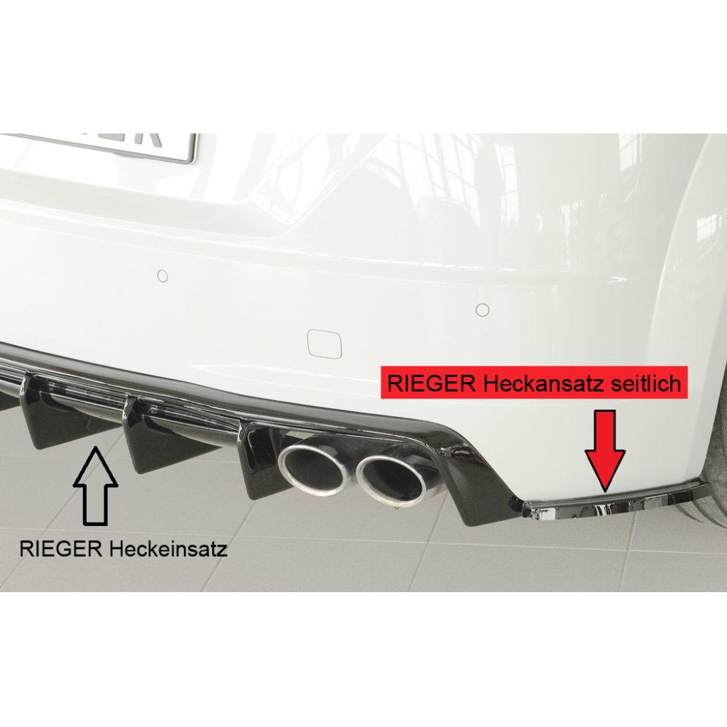 Rieger spoiler pod zadní nárazník na pravé straně pro Audi TT 8J-FV, 8S roadster r.v. 09/18-, plast ABS lakovaný do černé lesklé barvy