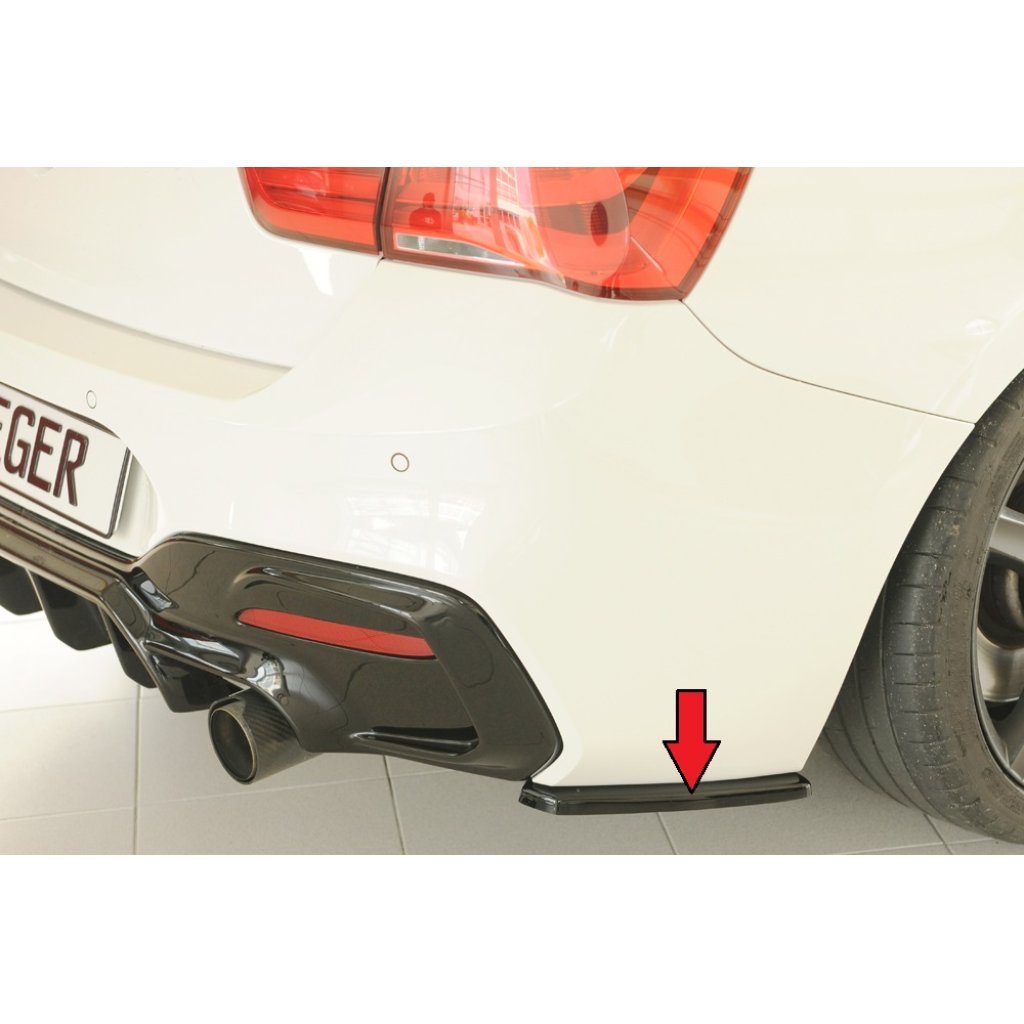 Rieger spoiler pod zadní nárazník na pravé straně pro BMW řada 1 F21 sedan / 2-dvéř. r.v. 05/2015-, plast ABS lakovaný do černé lesklé barvy