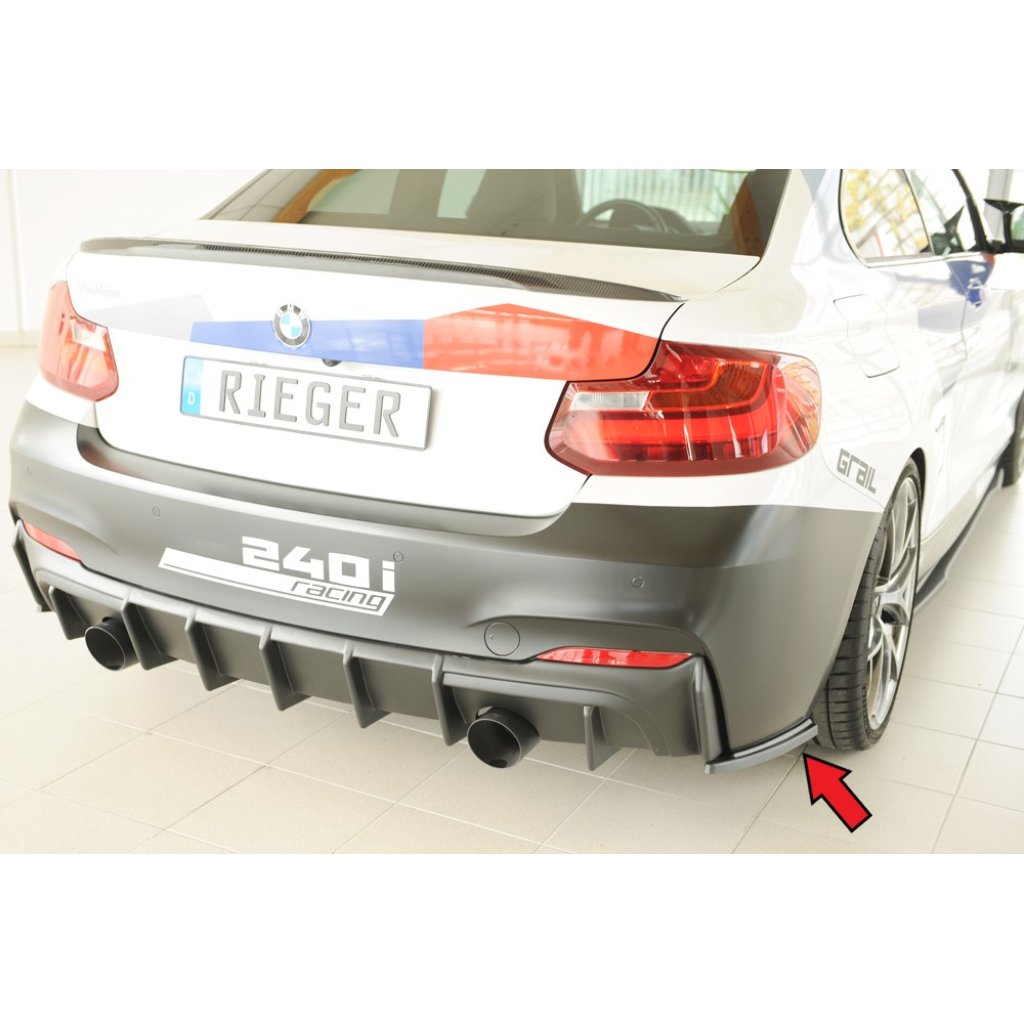 Rieger spoiler pod zadní nárazník na pravé straně pro BMW řada 2 F23 kabriolet r.v. 07/17-, plast ABS bez povrchové úpravy