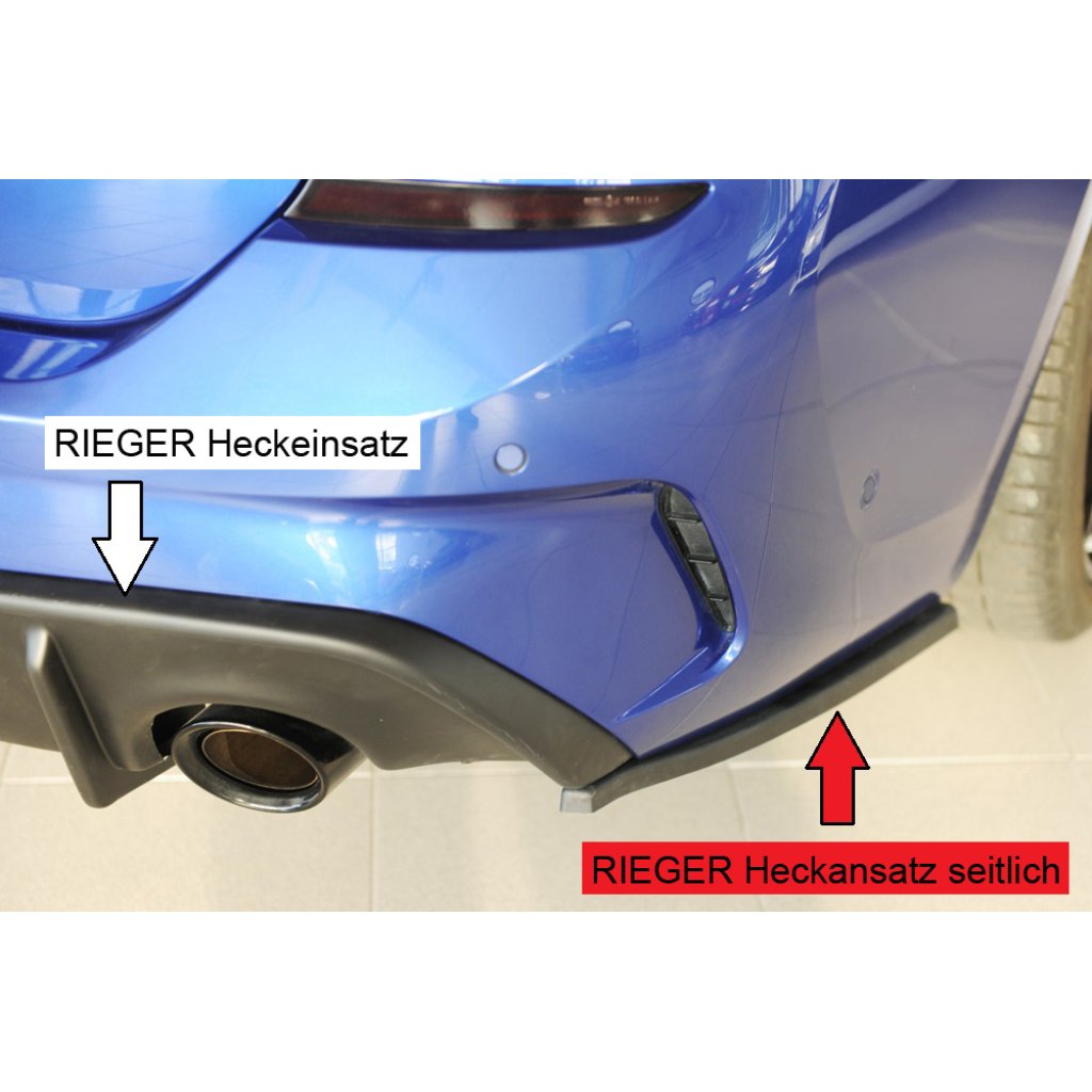 Rieger spoiler pod zadní nárazník na pravé straně pro BMW řada 3 G20 sedan r.v. 03/19-, plast ABS bez povrchové úpravy