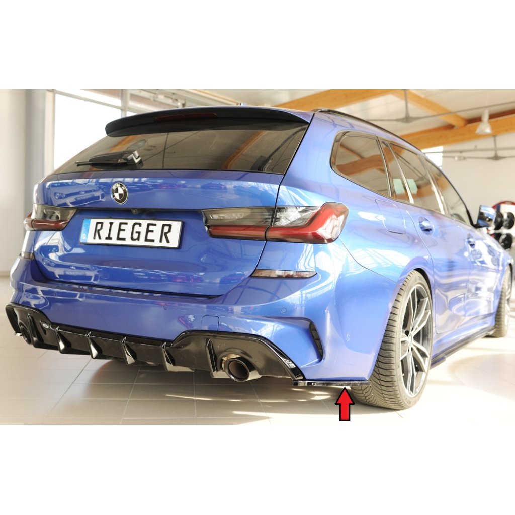 Rieger spoiler pod zadní nárazník na pravé straně pro BMW řada 3 G20 sedan r.v. 03/19-, plast ABS lakovaný do černé lesklé barvy