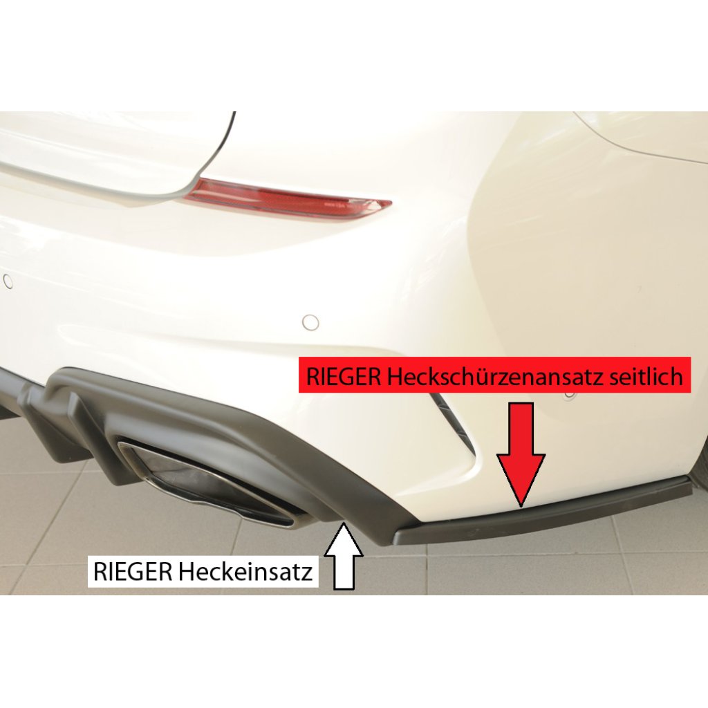 Rieger spoiler pod zadní nárazník na pravé straně pro BMW řada 3 G21 touring r.v. 03/19-06/22, plast ABS bez povrchové úpravy