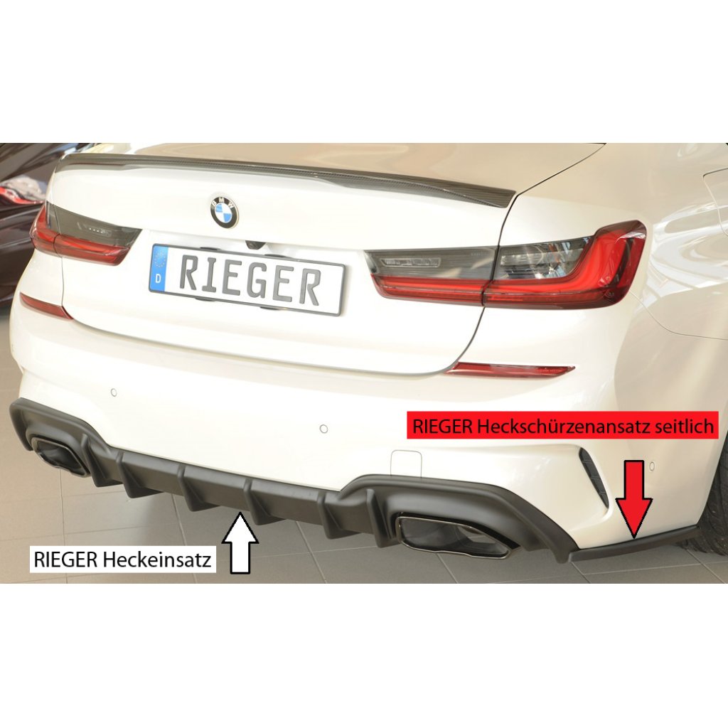 Rieger spoiler pod zadní nárazník na pravé straně pro BMW řada 3 G21 touring r.v. 03/19-06/22, plast ABS bez povrchové úpravy