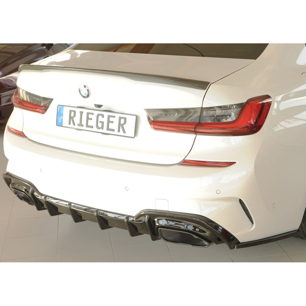 Rieger spoiler pod zadní nárazník na pravé straně pro BMW řada 3 G21 touring r.v. 03/19-06/22, plast ABS lakovaný do černé lesklé barvy