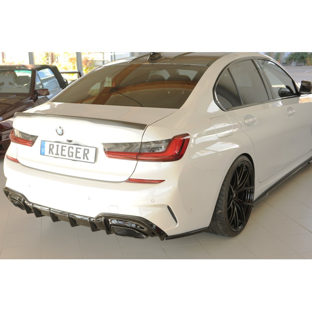 Rieger spoiler pod zadní nárazník na pravé straně pro BMW řada 3 G21 touring r.v. 03/19-06/22, plast ABS lakovaný do černé lesklé barvy