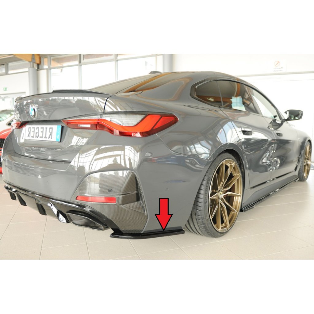 Rieger spoiler pod zadní nárazník na pravé straně pro BMW řada 4 G26 gran coupe (5-dvéř.) r.v. 07/20-, plast ABS lakovaný do černé lesklé barvy