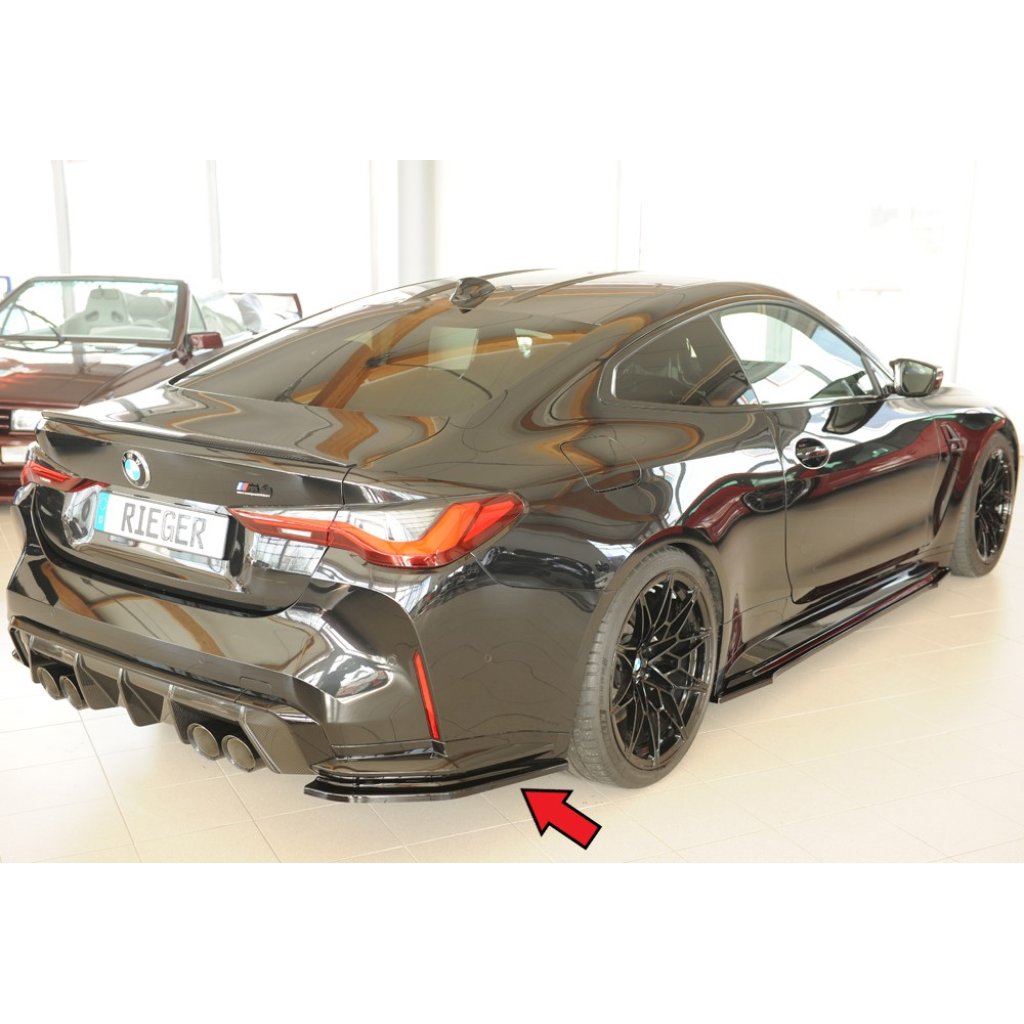 Rieger spoiler pod zadní nárazník na pravé straně pro BMW Řada 4 G82 M4 CSL G34MKS kupé r.v. 07/22-, plast ABS lakovaný do černé lesklé barvy