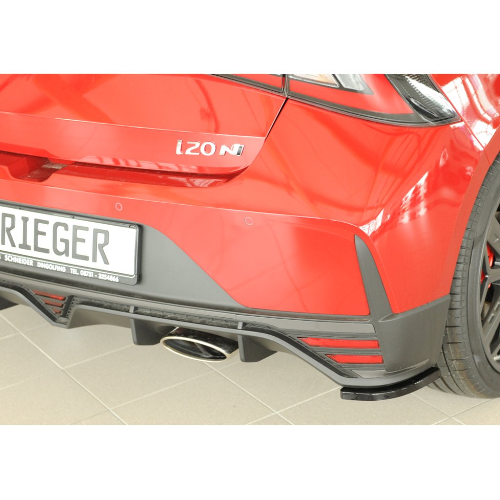 Rieger spoiler pod zadní nárazník na pravé straně pro Hyundai i20 N-Performance BC3 5-dvéř. (hatchback) r.v. 04/21-, plast ABS lakovaný do černé lesklé barvy