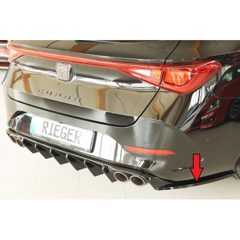 Rieger spoiler pod zadní nárazník na pravé straně pro Seat Leon KL 5-dvéř. (ST/sportstourer) r.v. 09/20-, plast ABS lakovaný do černé lesklé barvy