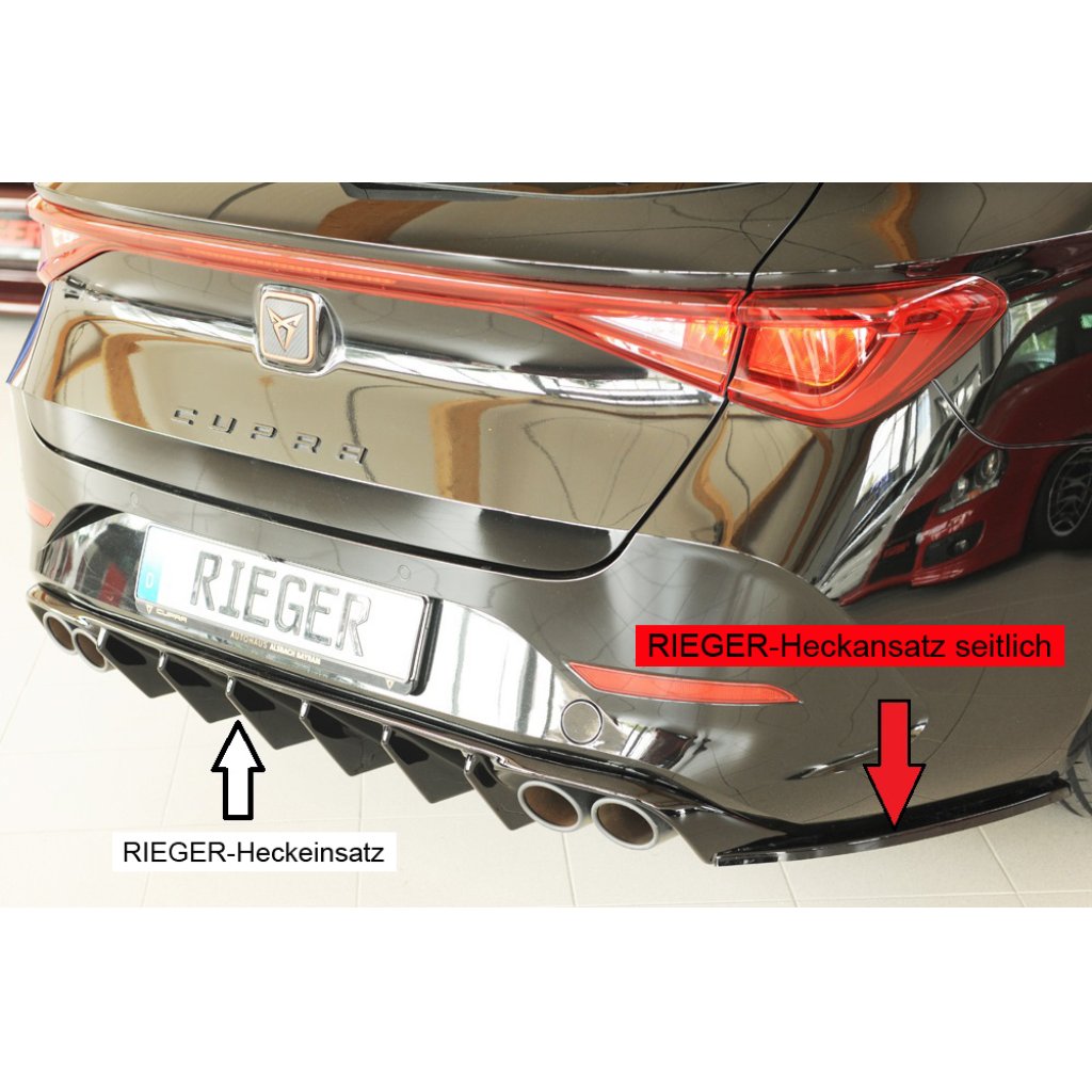 Rieger spoiler pod zadní nárazník na pravé straně pro Seat Leon KL 5-dvéř. (ST/sportstourer) r.v. 09/20-, plast ABS lakovaný do černé lesklé barvy