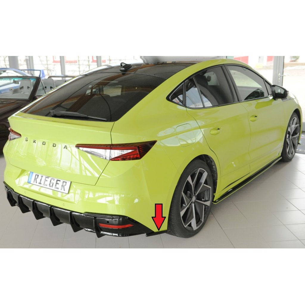 Rieger spoiler pod zadní nárazník na pravé straně pro Škoda Enyaq iV RS SUV (5AZ) r.v. 07/21-, plast ABS lakovaný do černé lesklé barvy