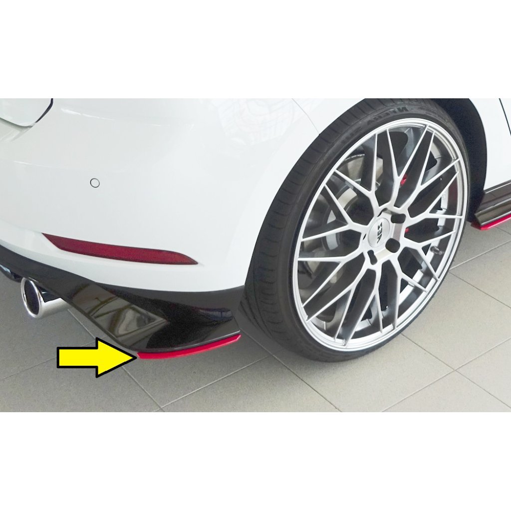 Rieger spoiler pod zadní nárazník na pravé straně pro Volkswagen Golf 7 GTI-TCR 3-dvéř., 5-dvéř. r.v. 01/19-, plast ABS bez povrchové úpravy