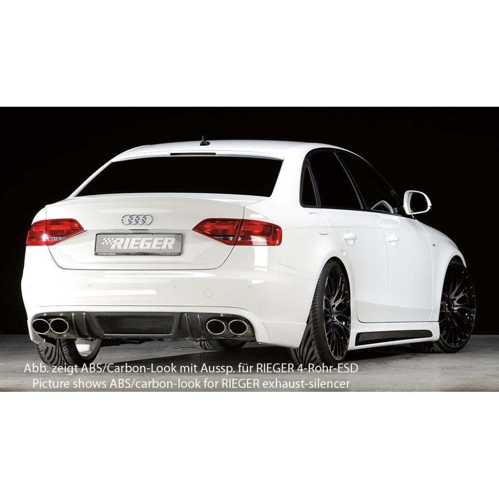 Rieger spoiler pod zadní nárazník pro Audi A4 B8, B81 avant, sedan před faceliftem r.v. 11/07-12/11, plast ABS bez povrchové úpravy, mimo S-Line, pro orig. koncovky na obou stranách