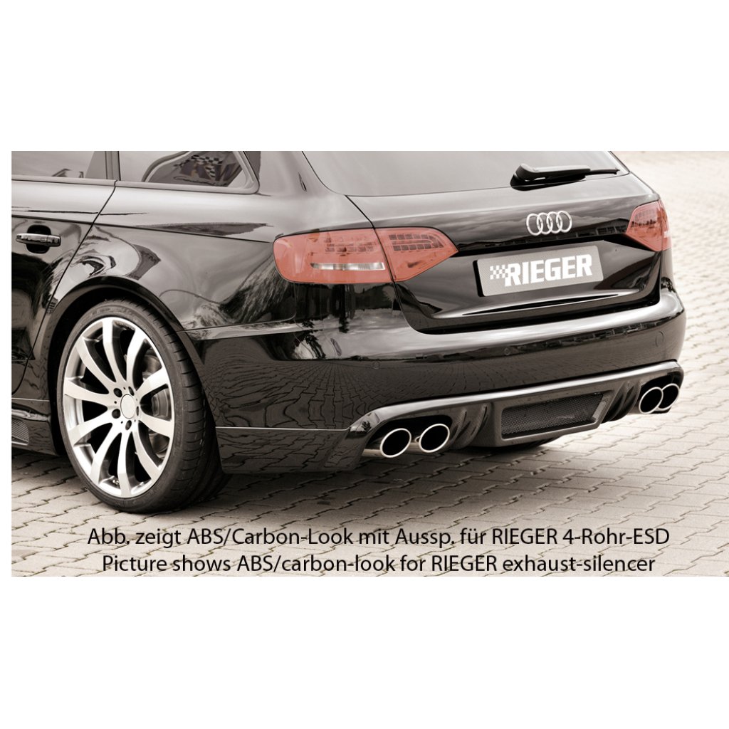 Rieger spoiler pod zadní nárazník pro Audi A4 B8, B81 avant, sedan před faceliftem r.v. 11/07-12/11, plast ABS bez povrchové úpravy, mimo S-Line, pro orig. koncovky na obou stranách