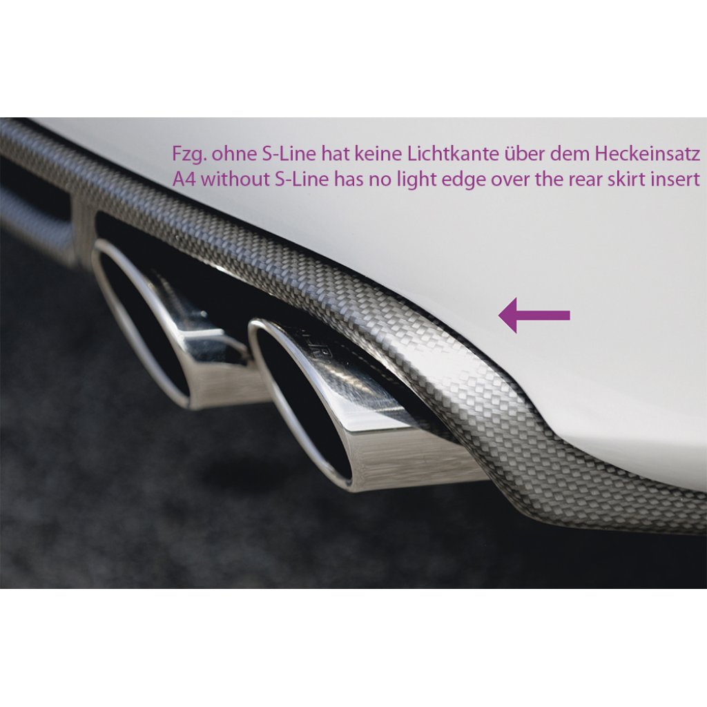 Rieger spoiler pod zadní nárazník pro Audi A4 B8, B81 avant, sedan před faceliftem r.v. 11/07-12/11, plast ABS bez povrchové úpravy, mimo S-Line, pro orig. koncovky na obou stranách