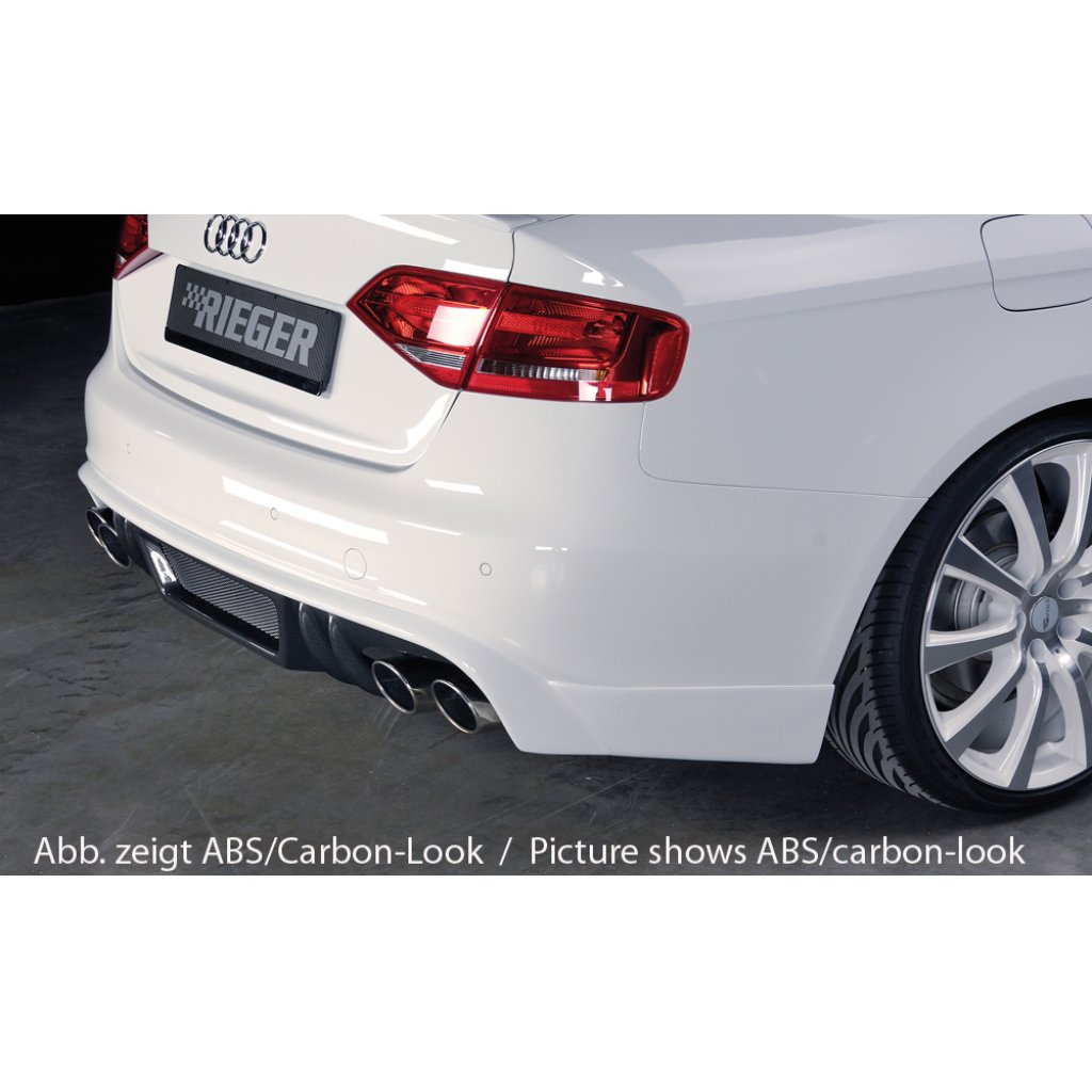 Rieger spoiler pod zadní nárazník pro Audi A4 B8, B81 avant, sedan před faceliftem r.v. 11/07-12/11, plast ABS bez povrchové úpravy, S-Line, pro dvojité koncovky na obou stranách 4x115x85 mm