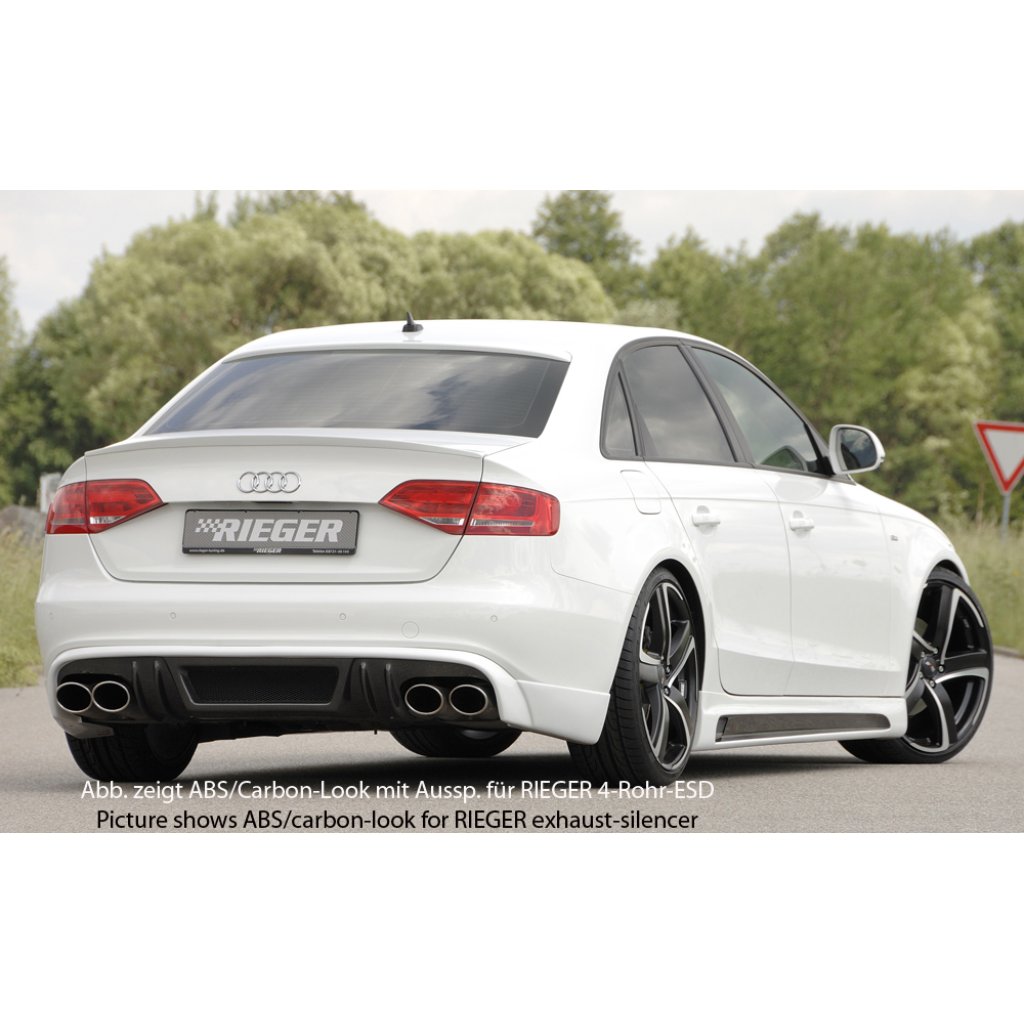 Rieger spoiler pod zadní nárazník pro Audi A4 B8, B81 avant, sedan před faceliftem r.v. 11/07-12/11, plast ABS bez povrchové úpravy, S-Line, pro koncovky na obou stranách