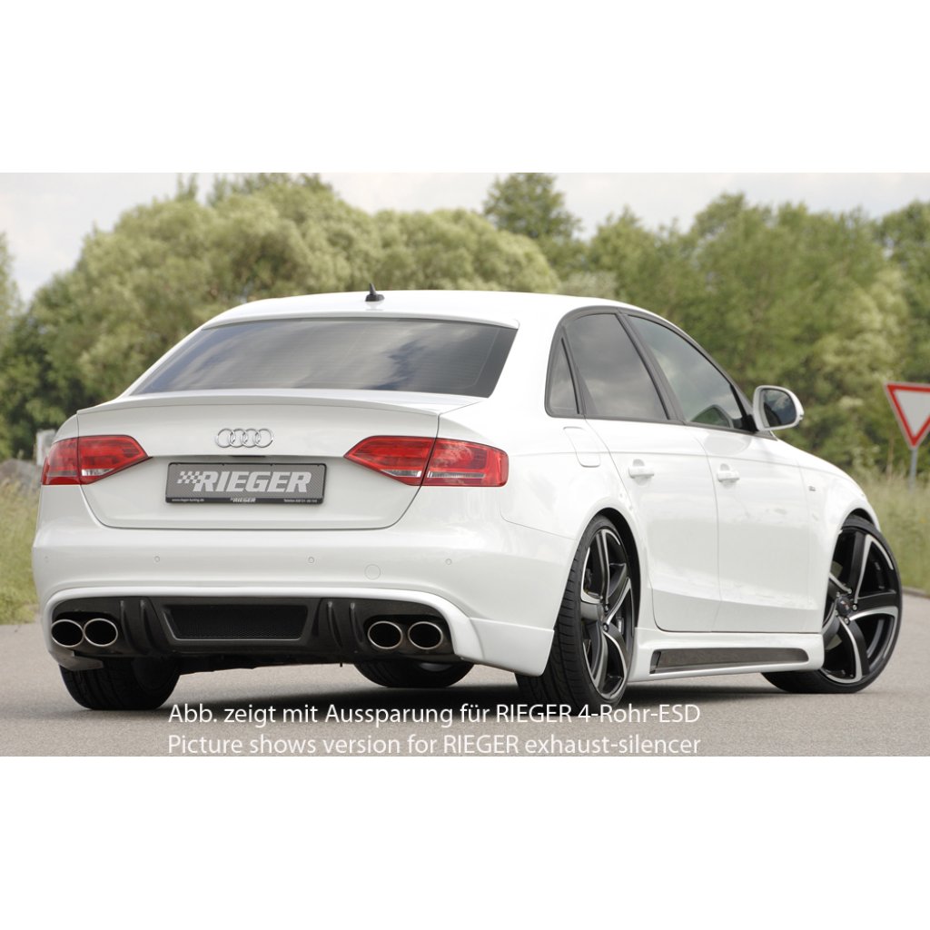 Rieger spoiler pod zadní nárazník pro Audi A4 B8, B81 avant, sedan před faceliftem r.v. 11/07-12/11, plast ABS s povrchovou úpravou Carbon-Look, S-Line, pro koncovky na obou stranách