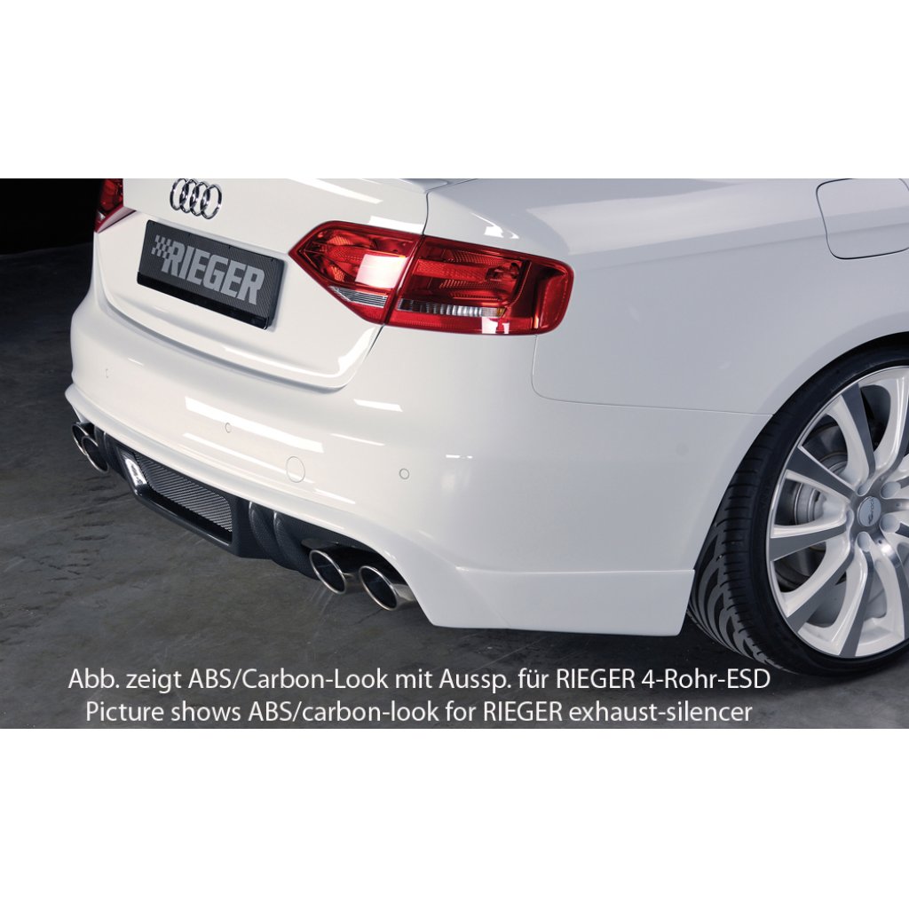 Rieger spoiler pod zadní nárazník pro Audi A4 S4 B8, B81 avant, sedan před faceliftem r.v. 11/08-12/11, plast ABS bez povrchové úpravy, S-Line, pro orig. dvojité koncovky na obou stranách