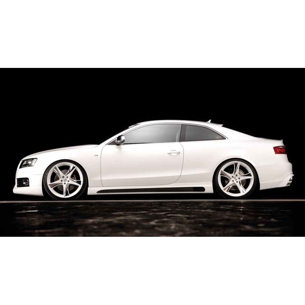 Rieger spoiler pod zadní nárazník pro Audi A5 B8, B81 kabriolet, kupé před faceliftem r.v. 06/07-07/11, plast ABS bez povrchové úpravy, pro dvojité koncovky na obou stranách 4x115x85 mm